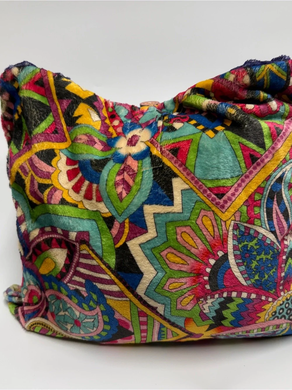 Johnny Was Demarne Fleece Paisley Mosaic Reversible Travel Blanket 68